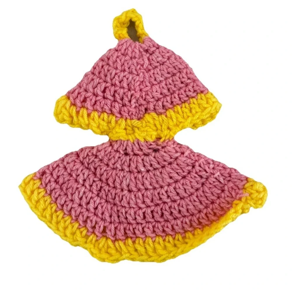 Handmade Trivet Hot Pad Pot Holder Yellow Pink Decor Crochet Handmade (2) NEW